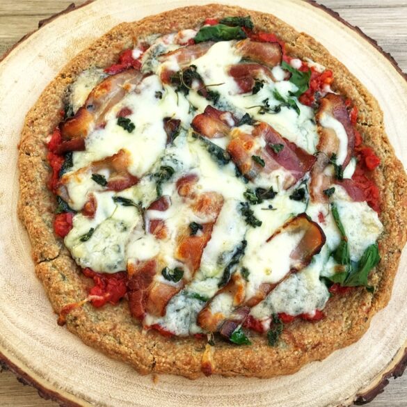 low carb fathead pizza with gorgonzola