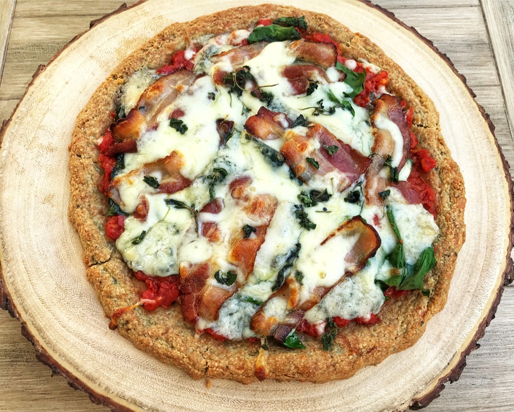 low carb fathead pizza with gorgonzola