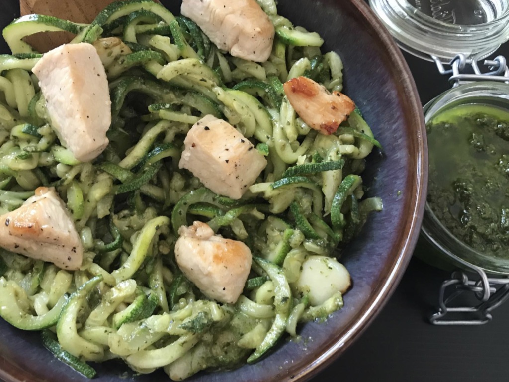 pesto zoodles with chicken