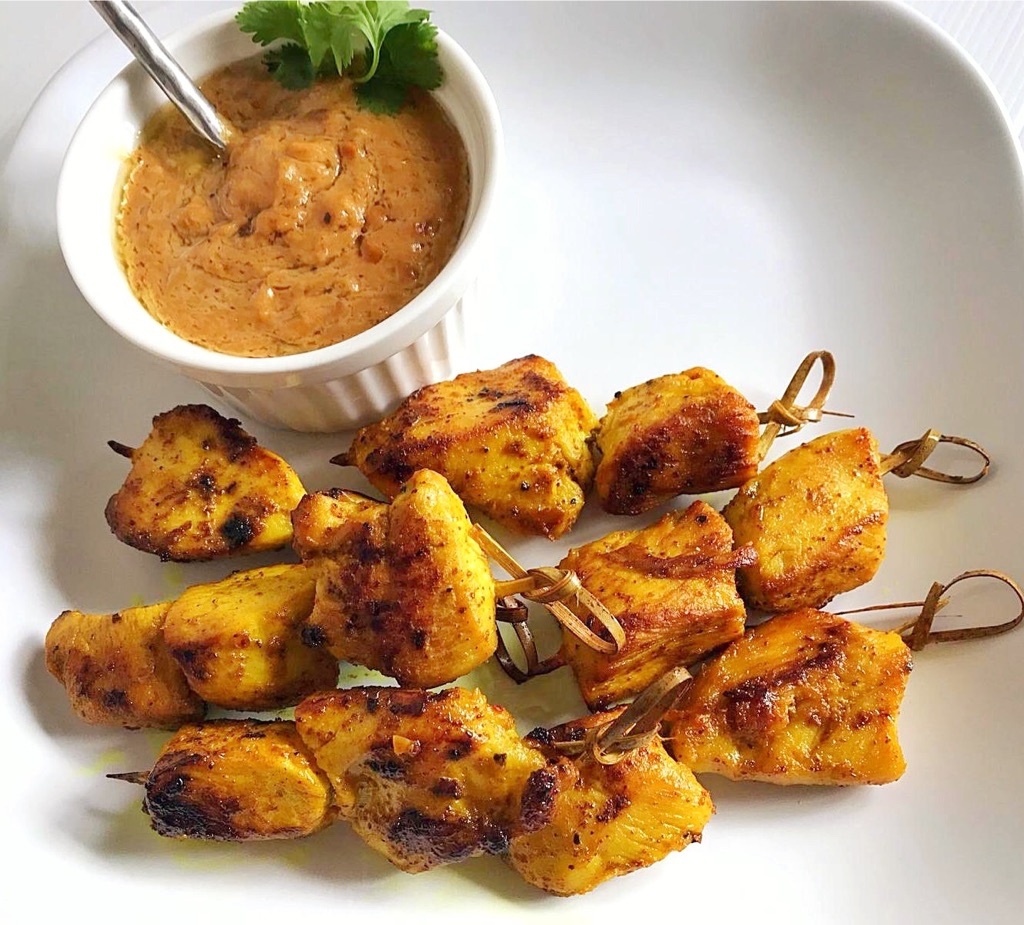 Thai Chicken Skewers With Peanut Sauce